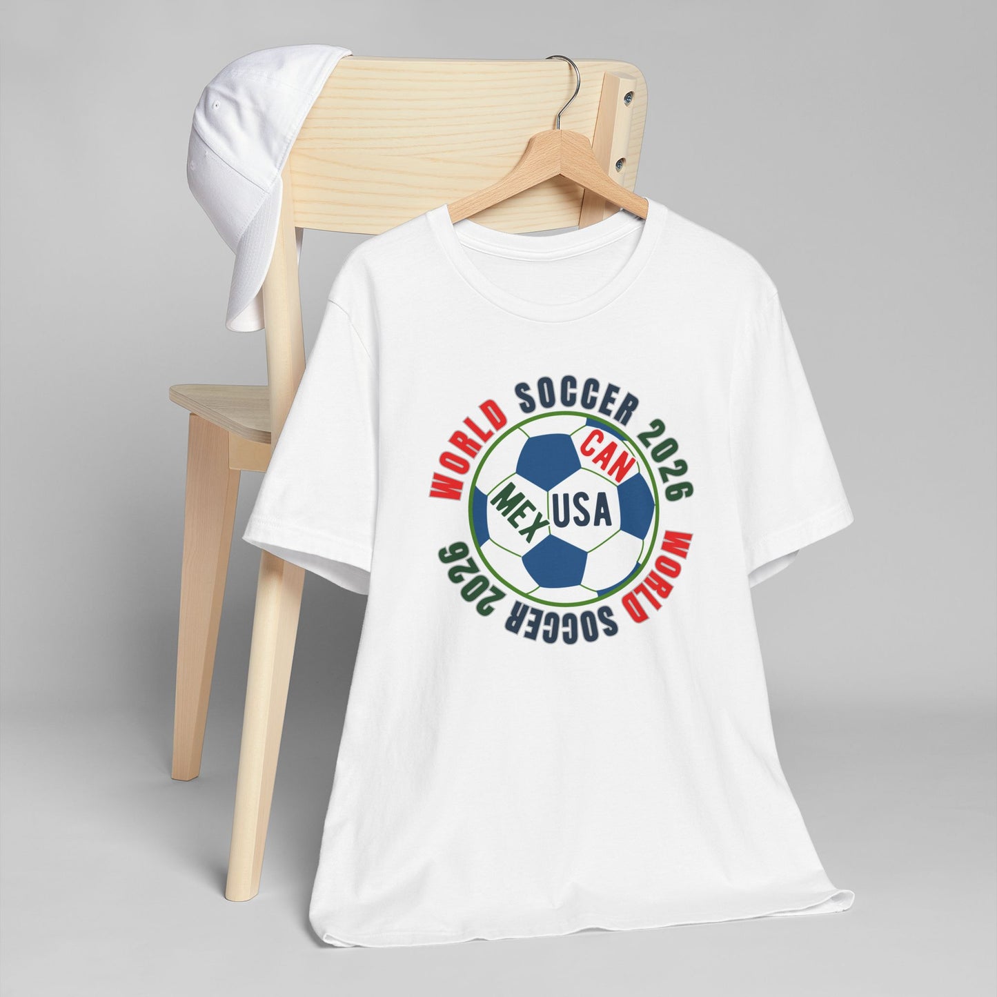 World Soccer 2026 Soccer Ball T-Shirt — USA MEX CAN Fan Tee