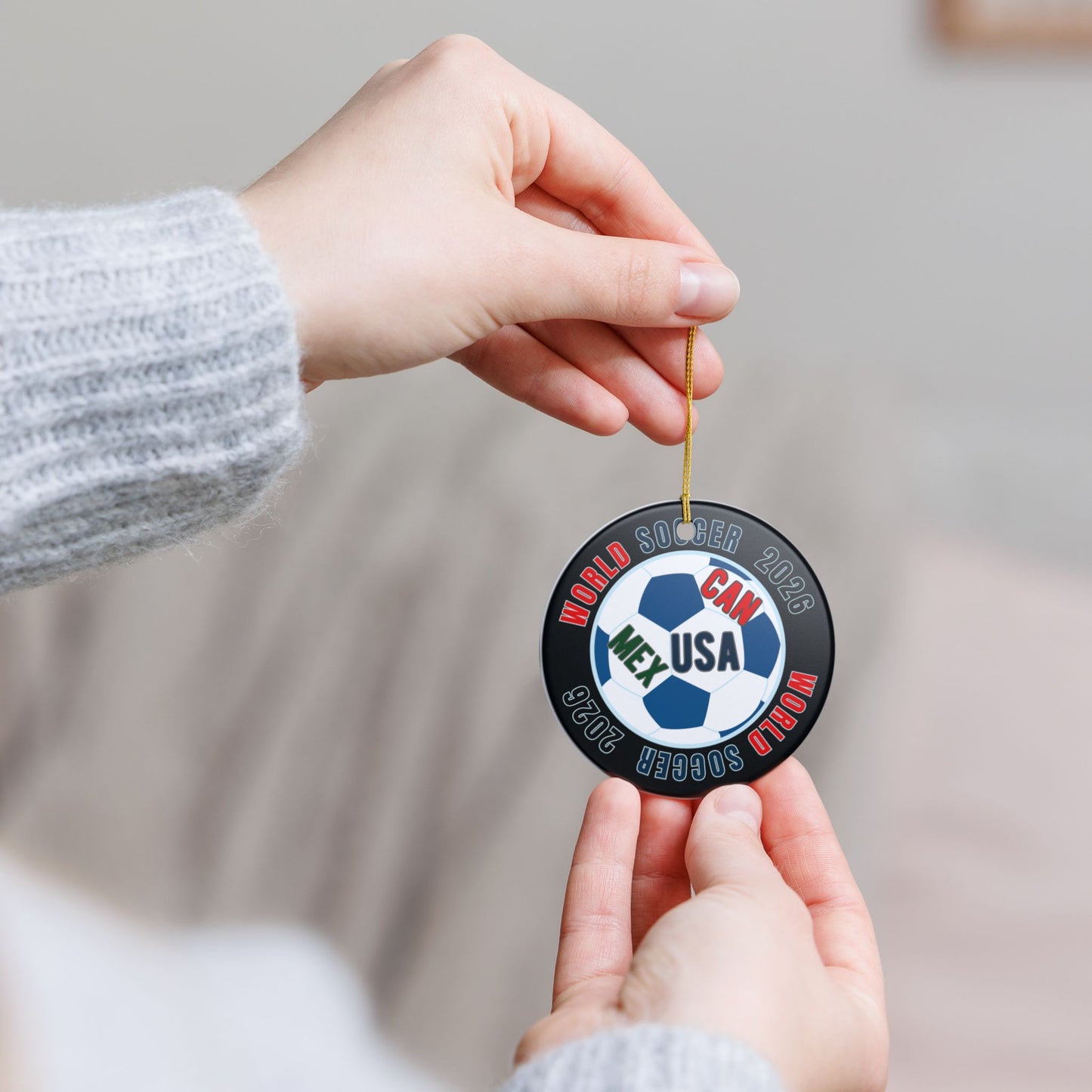 World Soccer 2026 Ceramic Ornament – CAN·USA·MEX Football Holiday Decoration