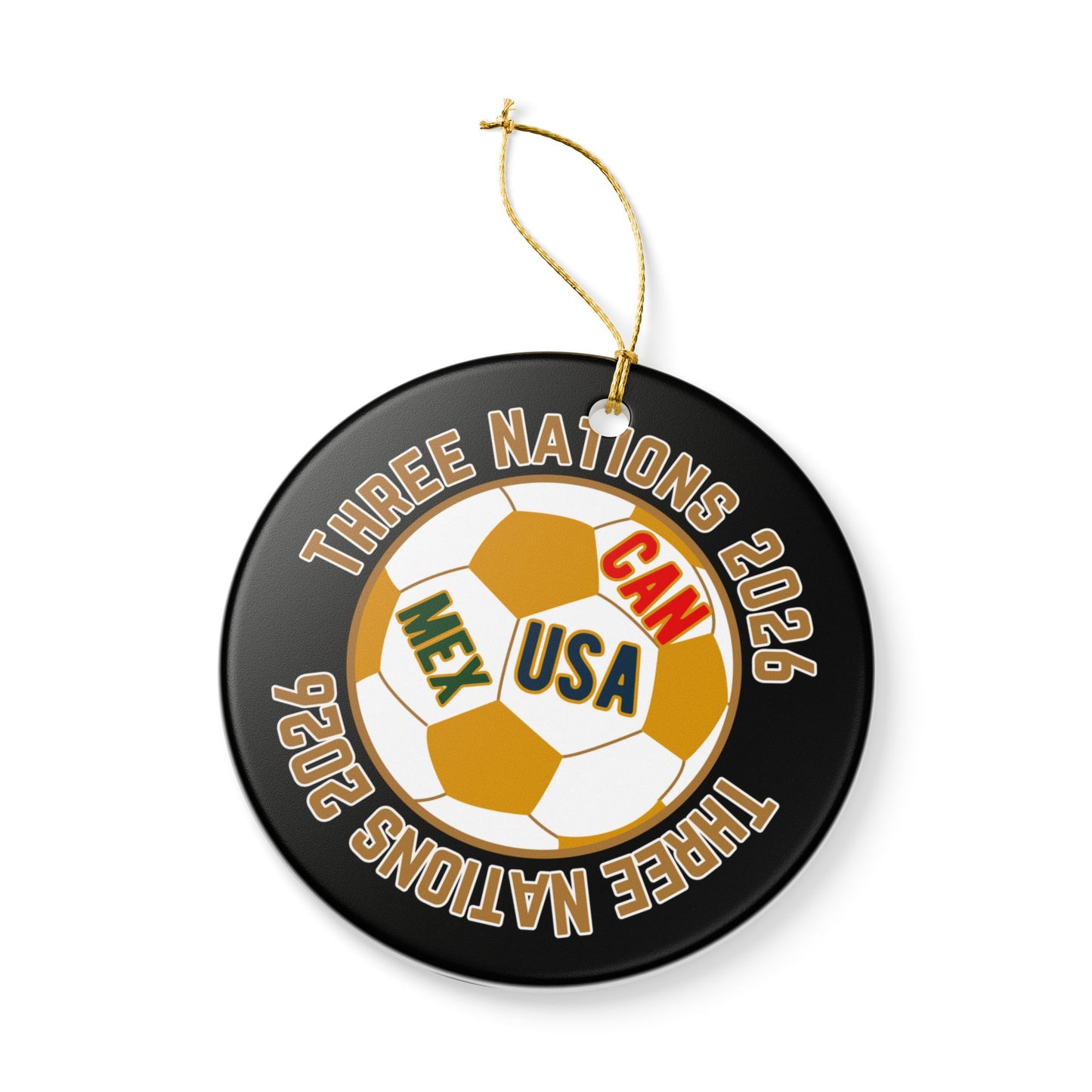 Three Nations Soccer 2026 Ceramic Ornament – CAN·USA·MEX Football Holiday Decoration