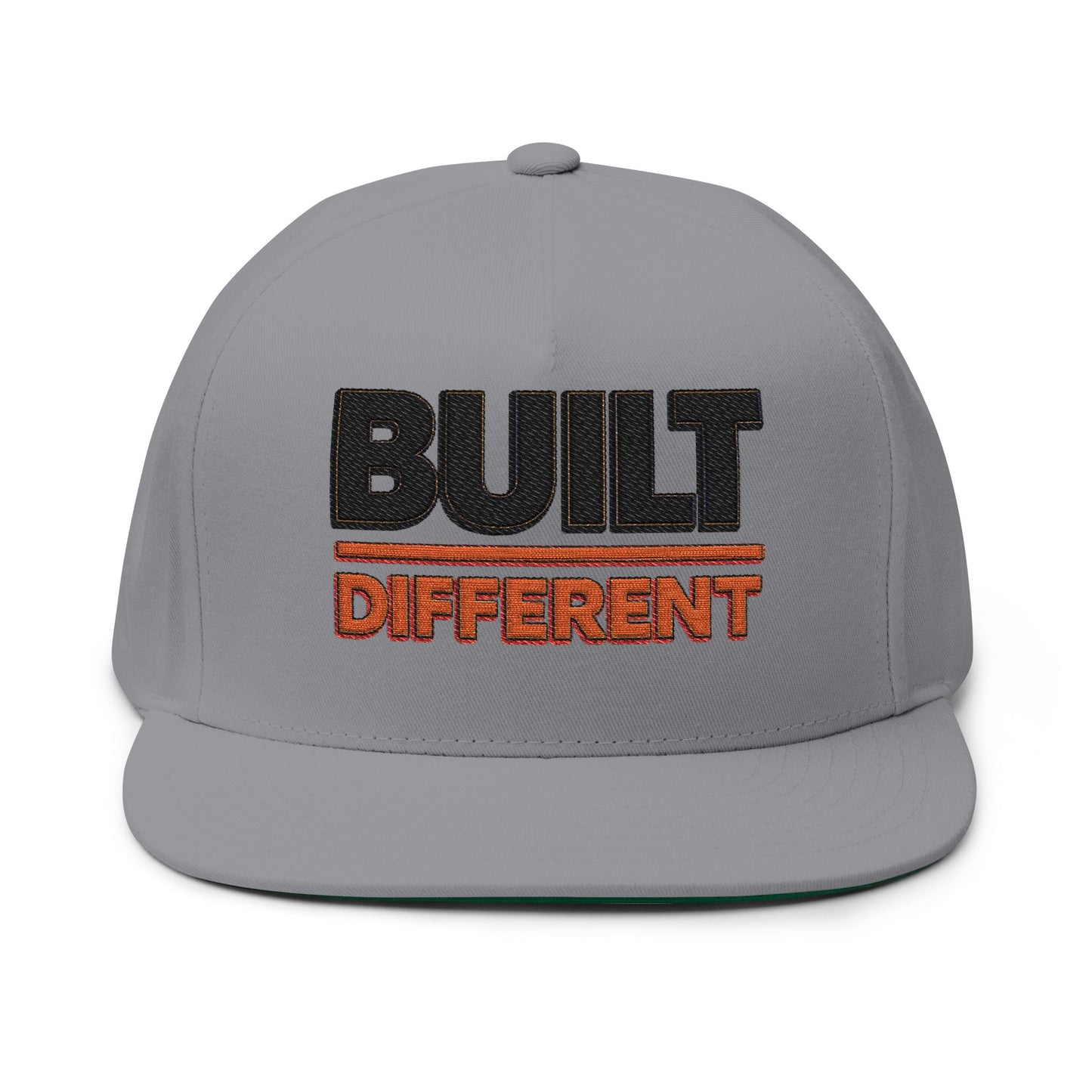 Built Different Embroidered Flat Bill Cap — Bold Snapback Hat