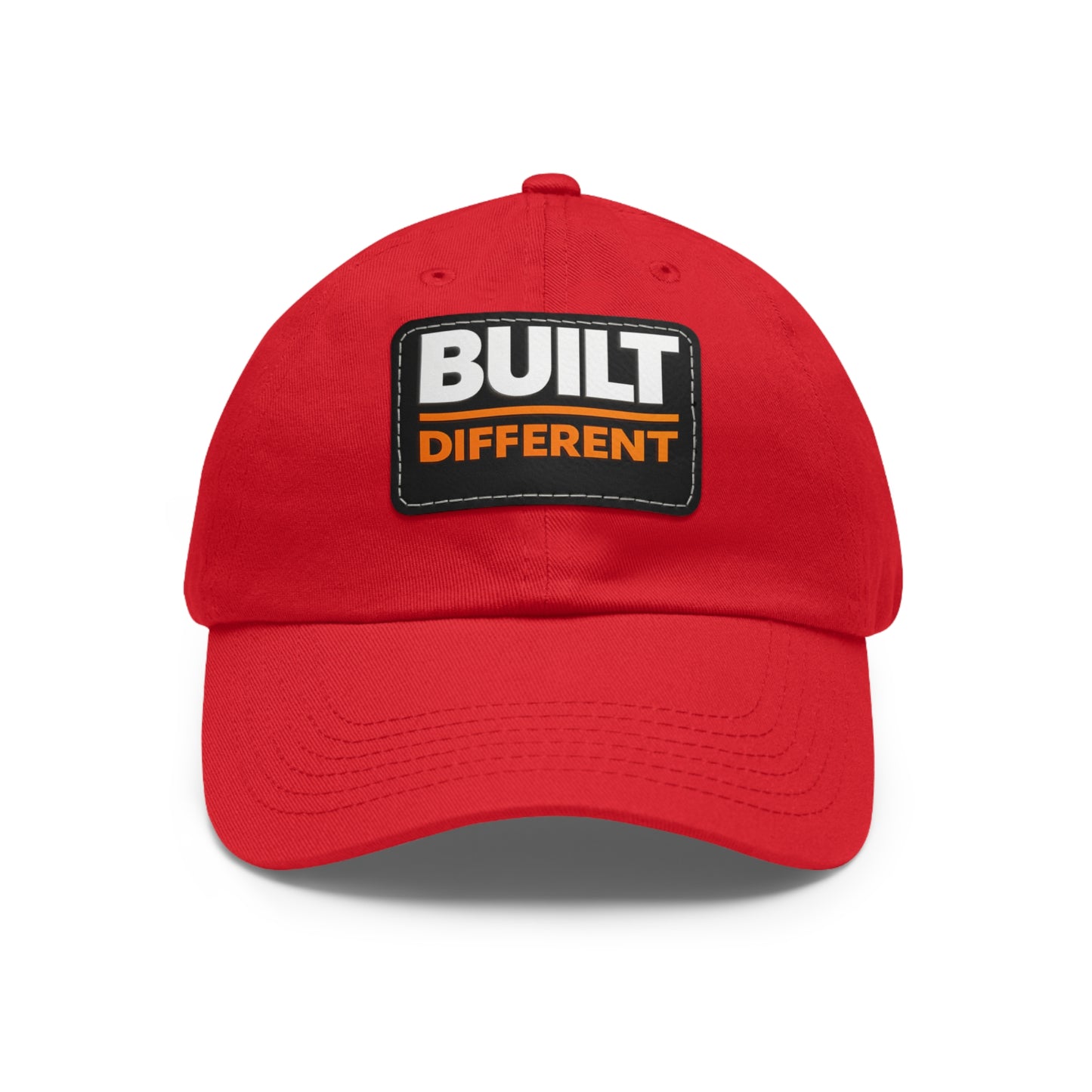 Built Different Leather Patch Dad Hat — Casual Statement Cap for Builders & Makers