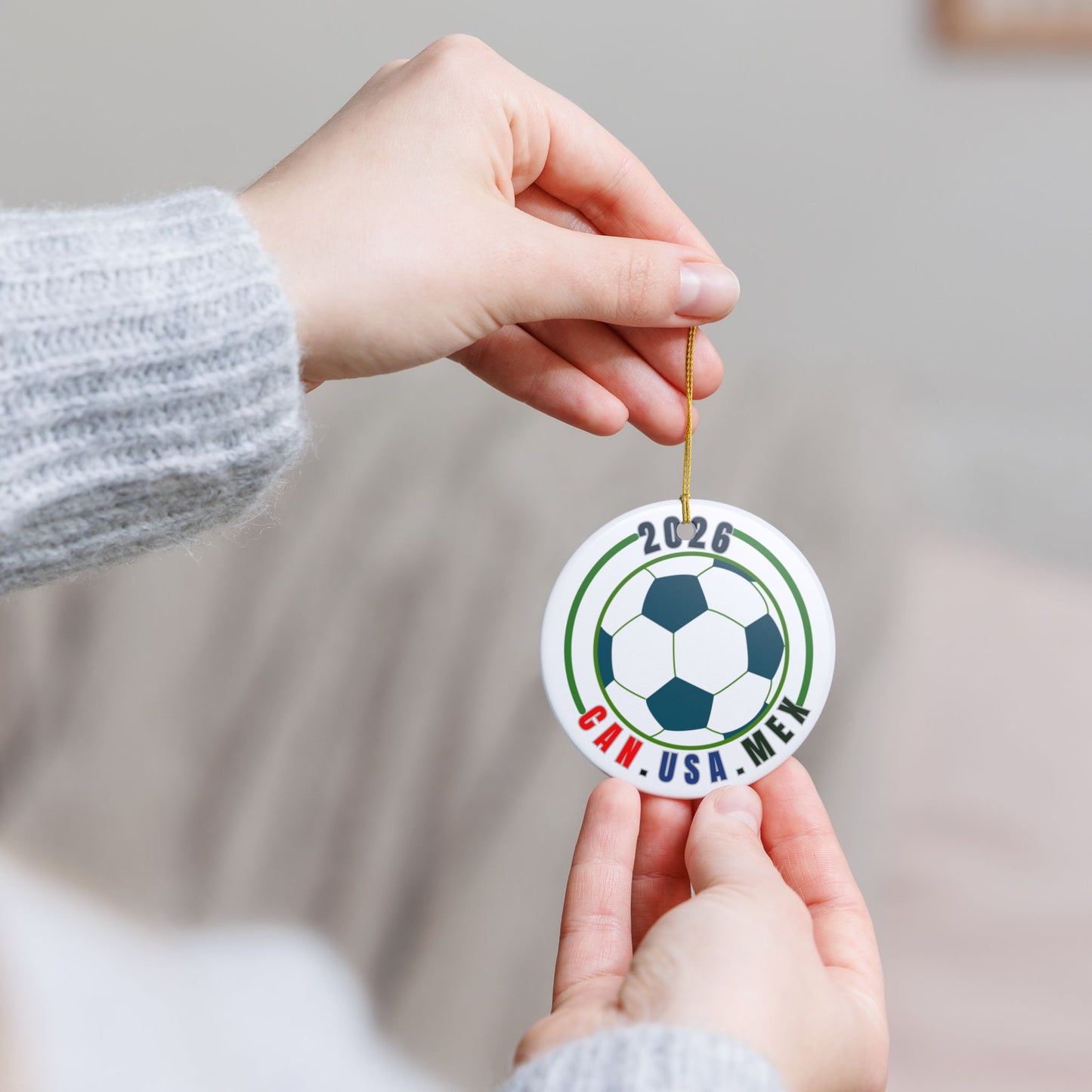 World Soccer 2026 Ceramic Ornament – CAN·USA·MEX Football Holiday Decoration
