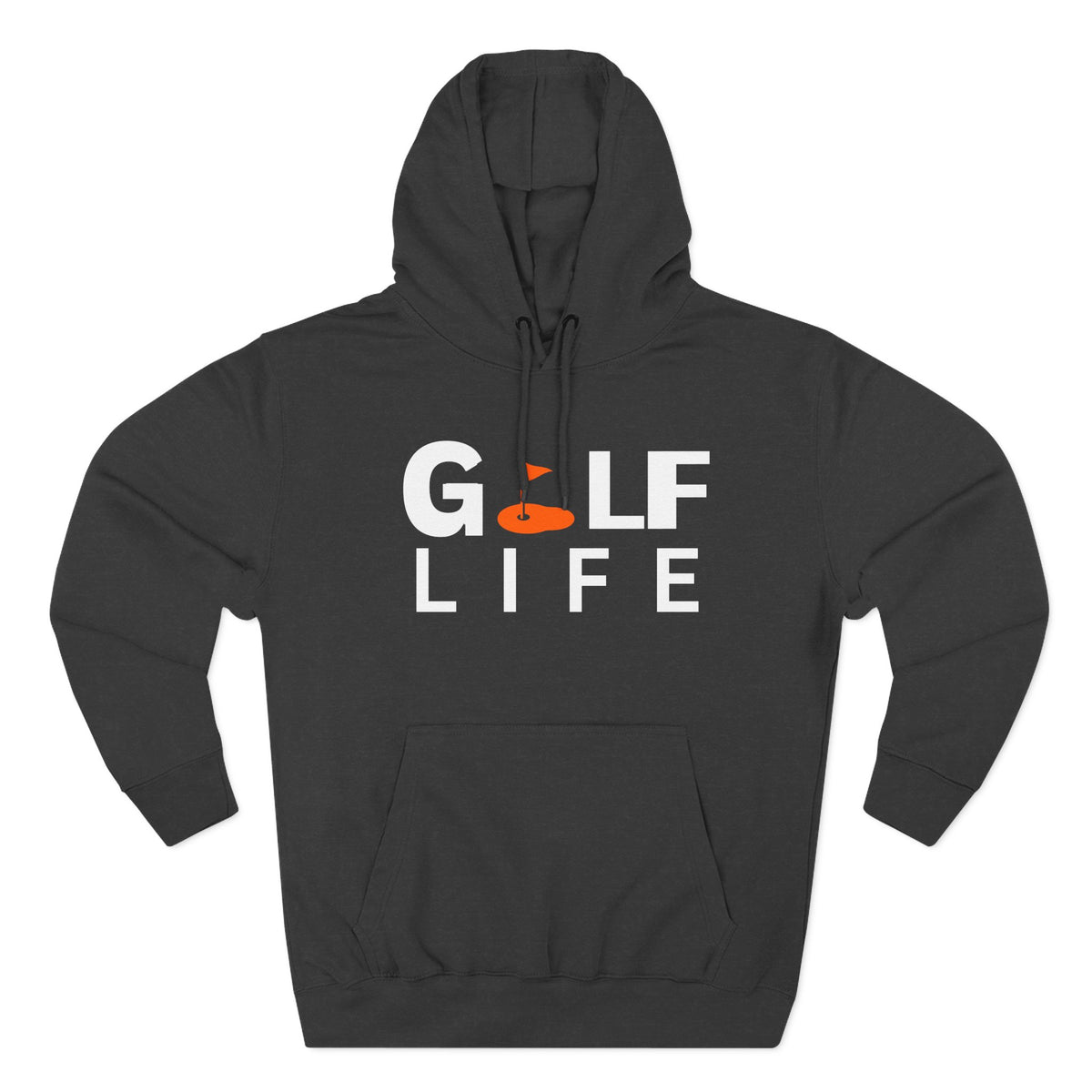 Golf Life Hoodie — Casual Golf Pullover with Orange Flag Putting Graphic