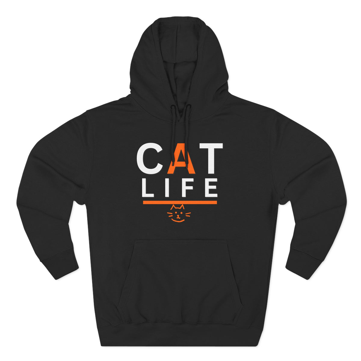 Cat Life Fleece Hoodie — Cozy Black "CAT LIFE" Pullover for Cat Lovers