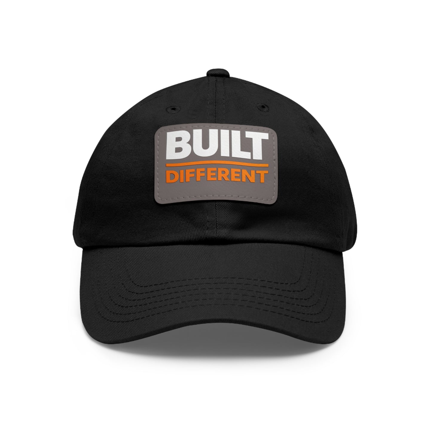 Built Different Leather Patch Dad Hat — Casual Statement Cap for Builders & Makers