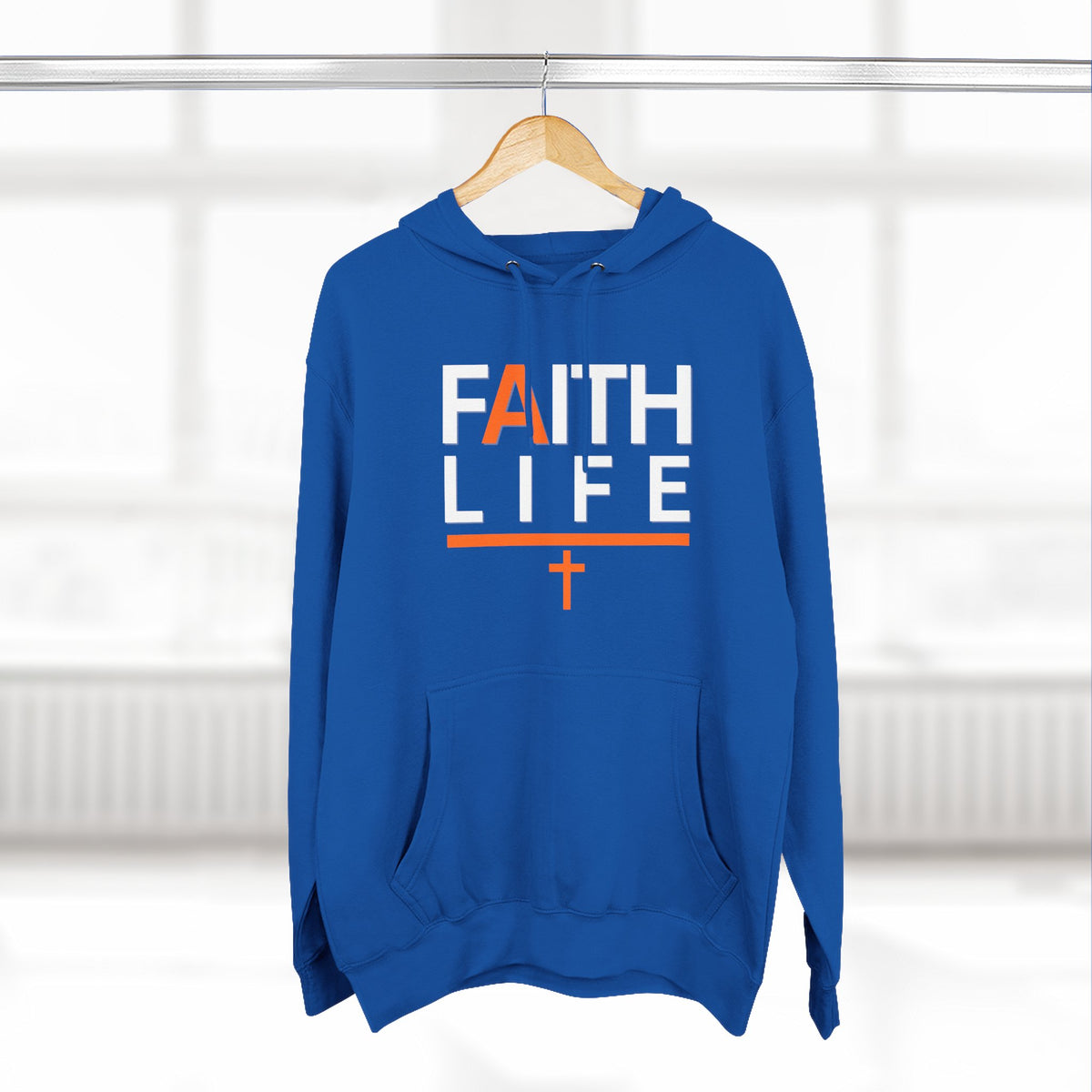 Faith Life Hoodie — Christian Graphic Pullover with Cross