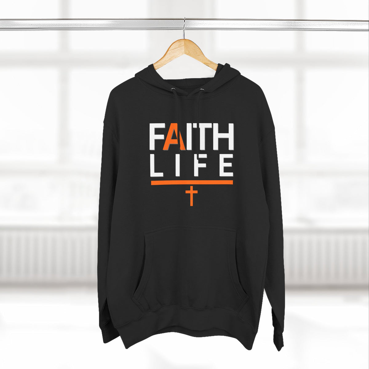 Faith Life Hoodie — Christian Graphic Pullover with Cross