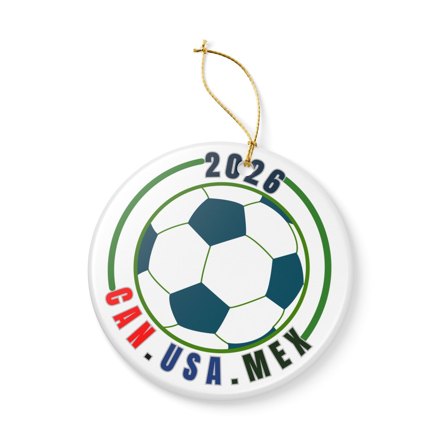 World Soccer 2026 Ceramic Ornament – CAN·USA·MEX Football Holiday Decoration