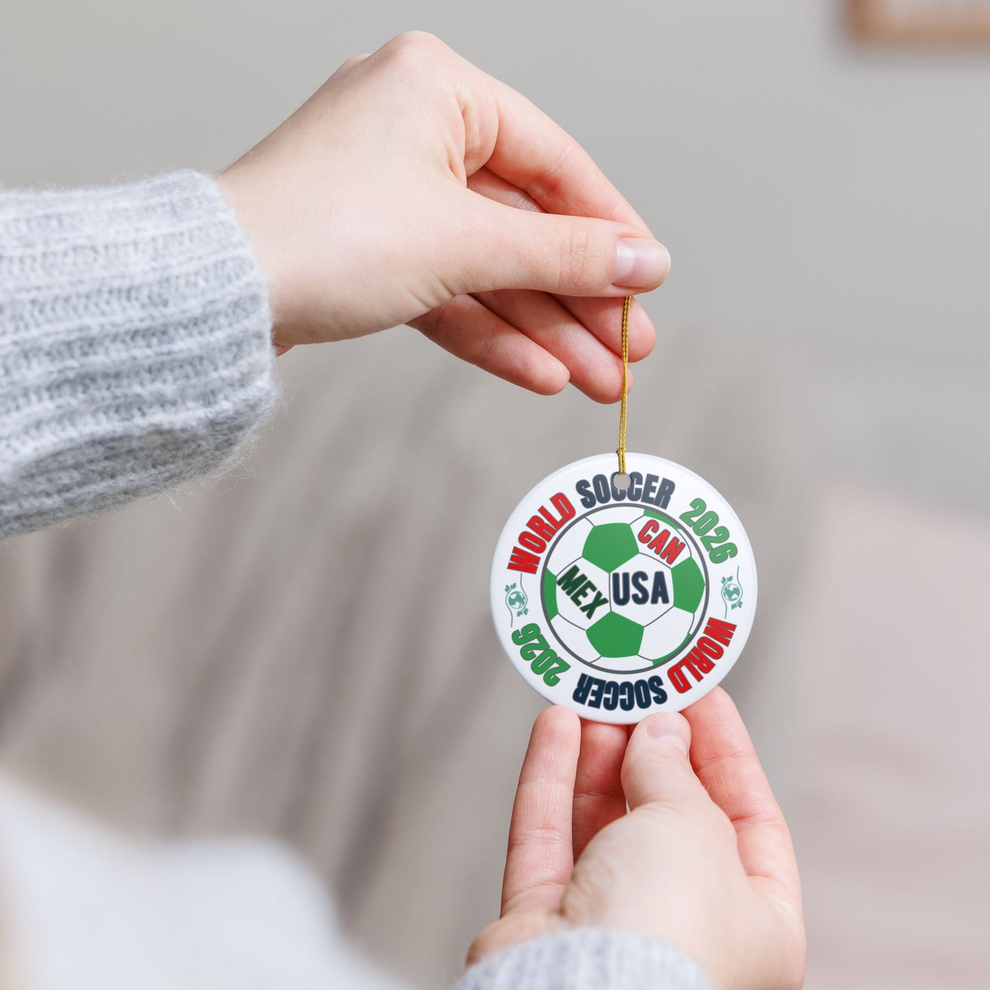World Soccer 2026 Ceramic Ornament – CAN·USA·MEX Football Holiday Decoration