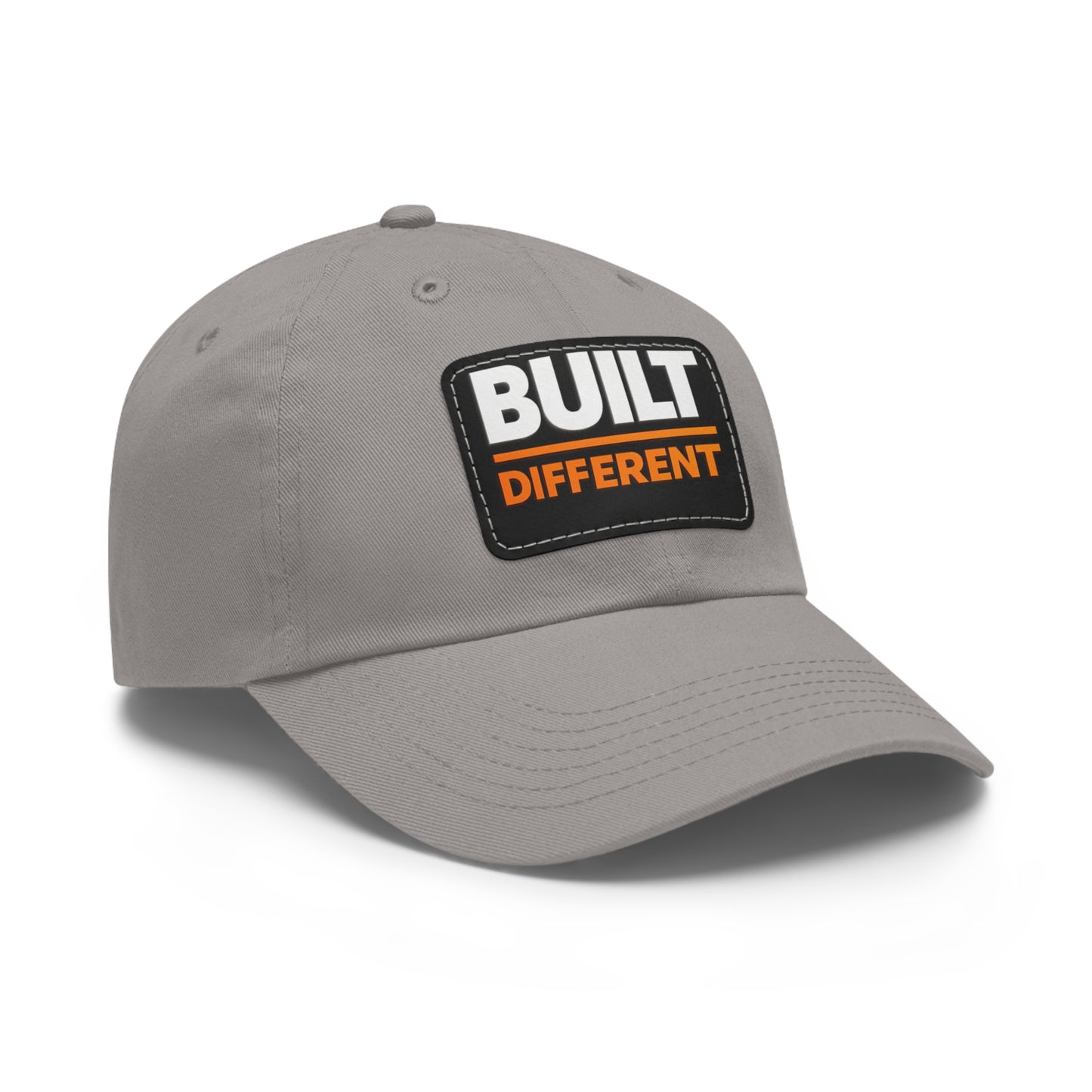 Built Different Leather Patch Dad Hat — Casual Statement Cap for Builders & Makers
