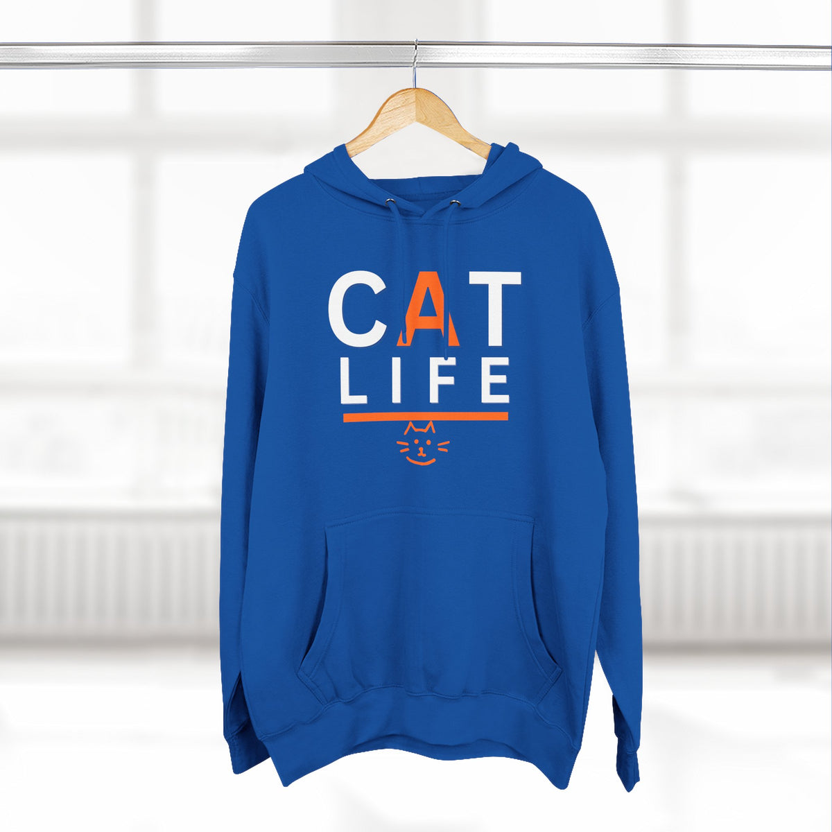 Cat Life Fleece Hoodie — Cozy Black "CAT LIFE" Pullover for Cat Lovers