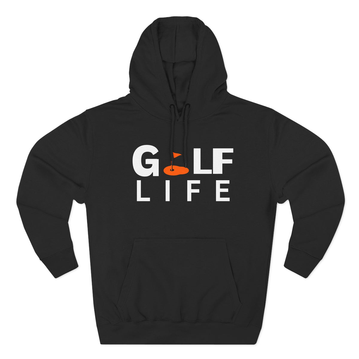 Golf Life Hoodie — Casual Golf Pullover with Orange Flag Putting Graphic