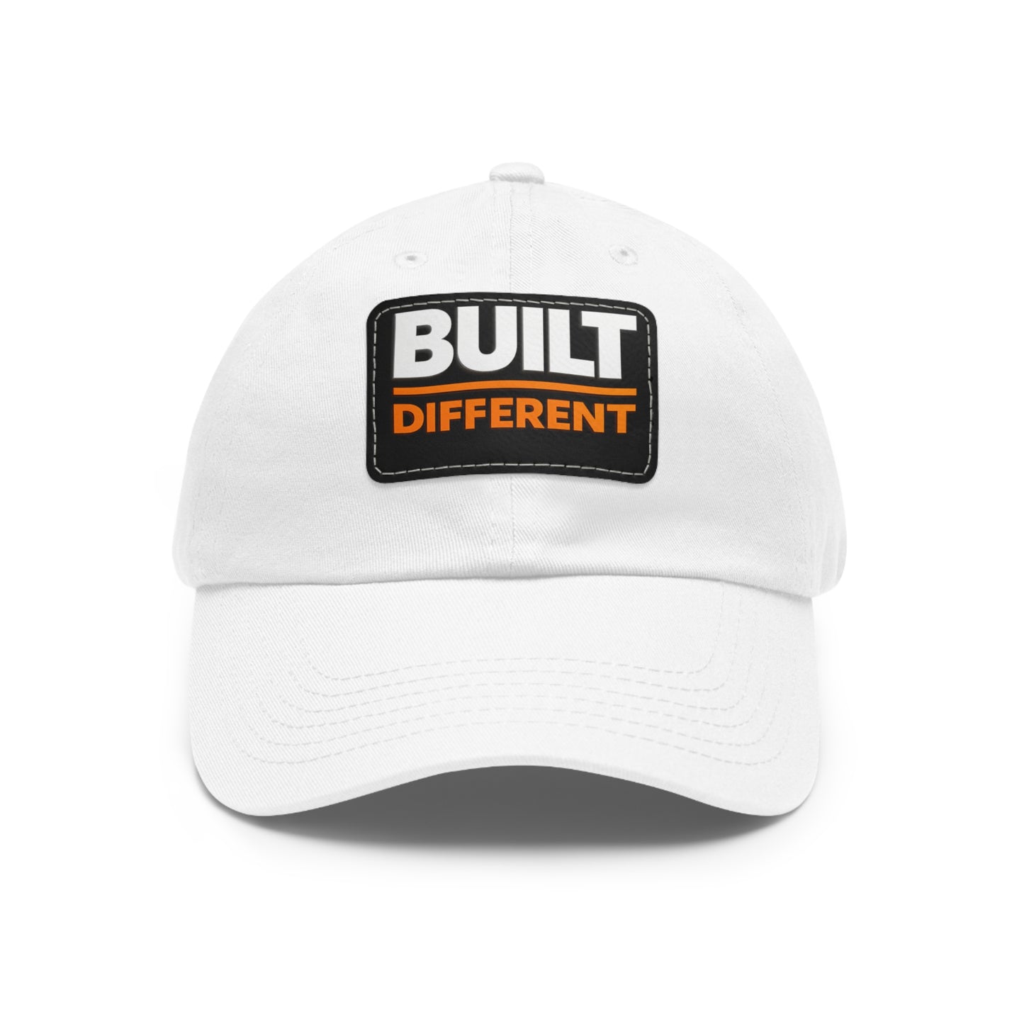 Built Different Leather Patch Dad Hat — Casual Statement Cap for Builders & Makers