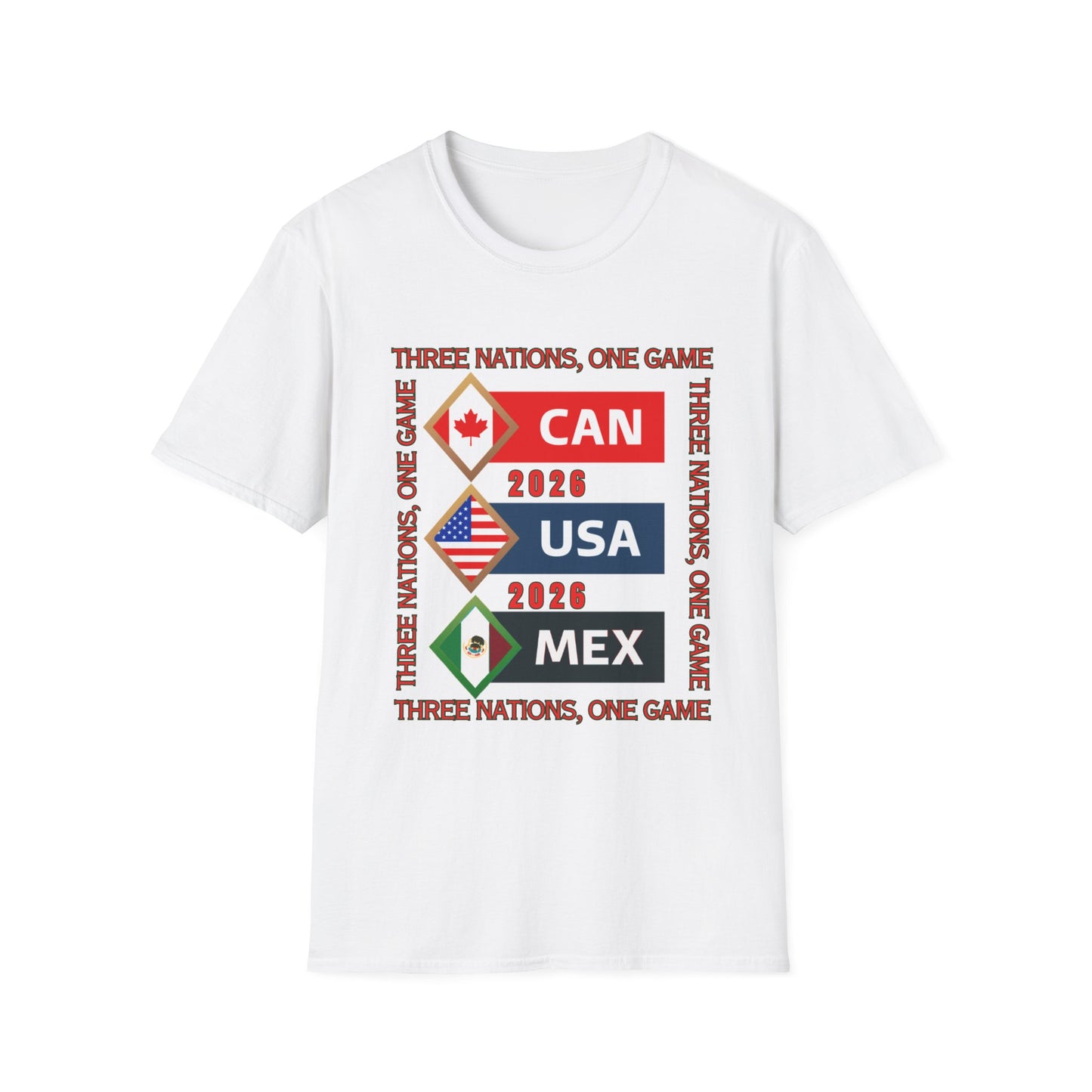2026 Unisex Tee, USA Canada Mexico Soccer Shirt, Three Nations One Game Tee, Apparel for Fans
