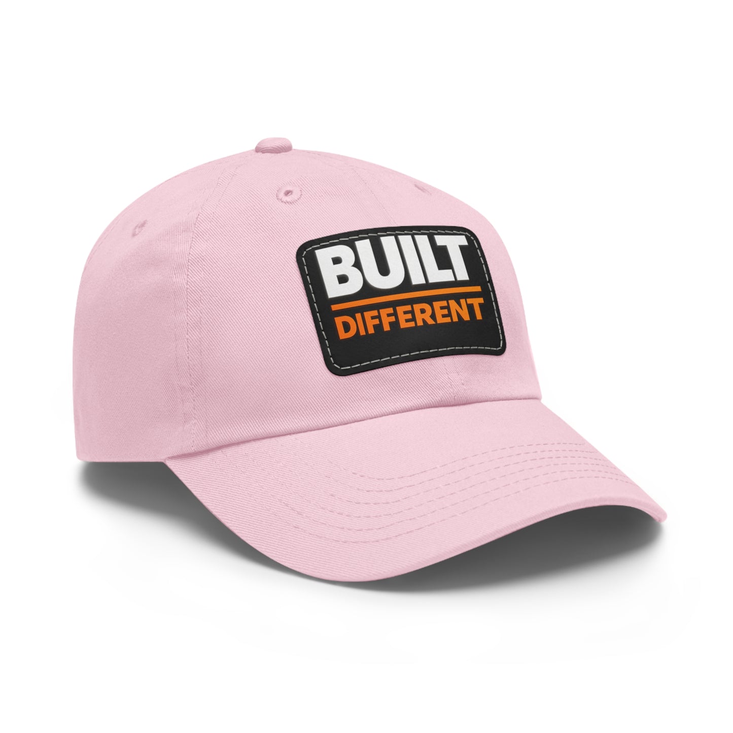 Built Different Leather Patch Dad Hat — Casual Statement Cap for Builders & Makers
