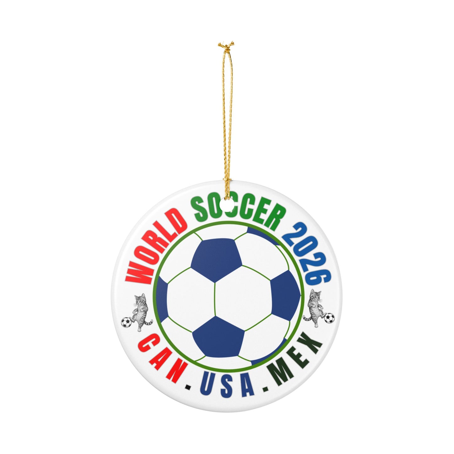 World Soccer 2026 Ceramic Ornament – CAN·USA·MEX Football Holiday Decoration