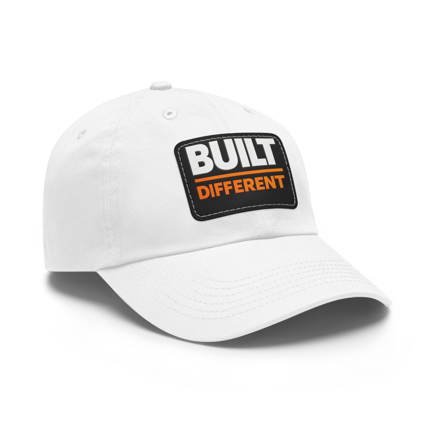 Built Different Leather Patch Dad Hat — Casual Statement Cap for Builders & Makers