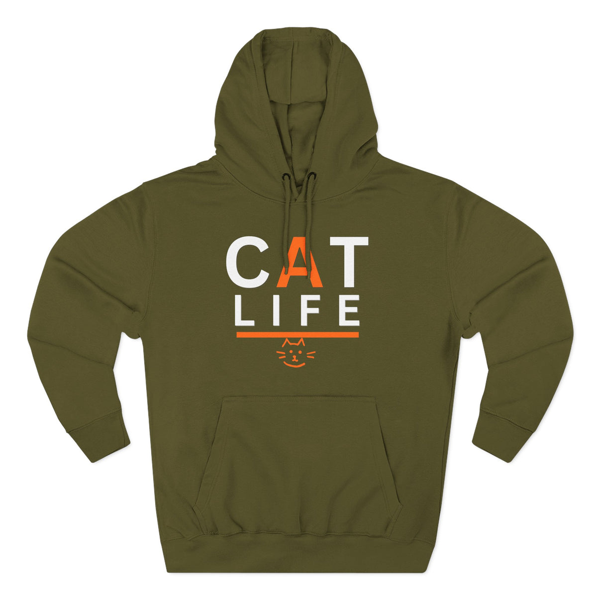 Cat Life Fleece Hoodie — Cozy Black "CAT LIFE" Pullover for Cat Lovers
