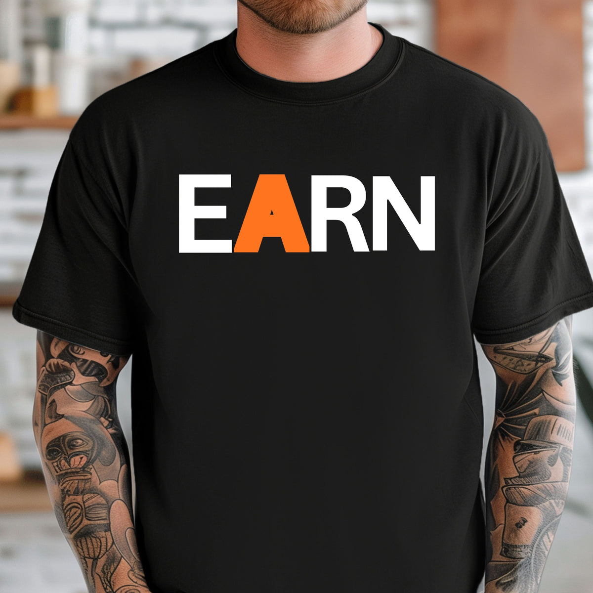EARN Graphic Tee — Motivational Bold Lettering T-Shirt