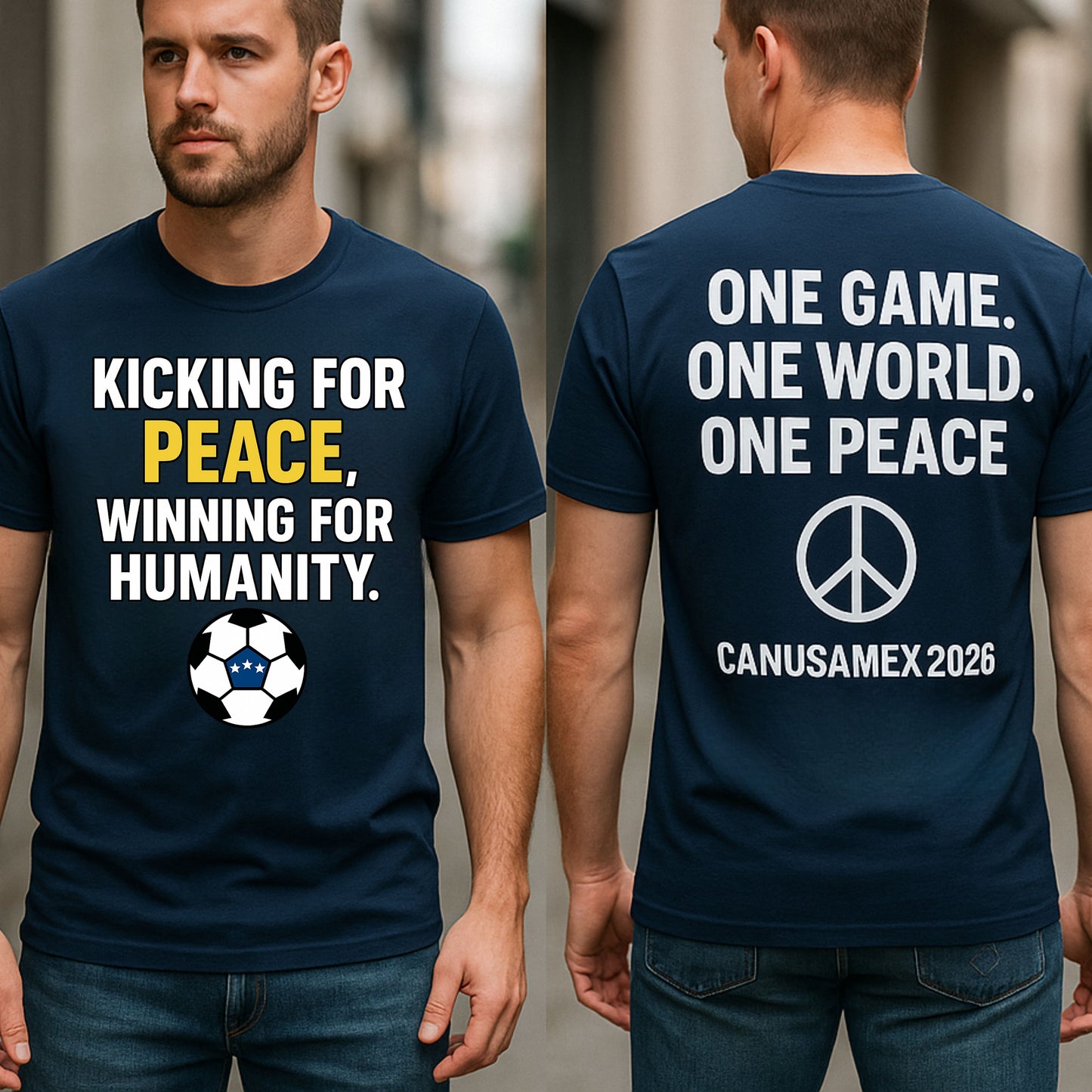 One Game One World One Peace Soccer Tee | Kicking for Peace, Wining for Humanity, Unisex Heavy Cotton T-Shirt