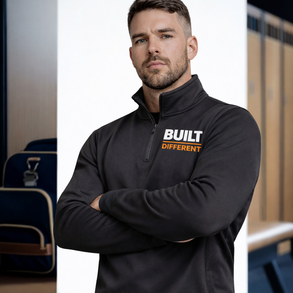 Built Different Quarter-Zip Pullover | Cozy Half-Zip Gym & Streetwear Sweatshirt