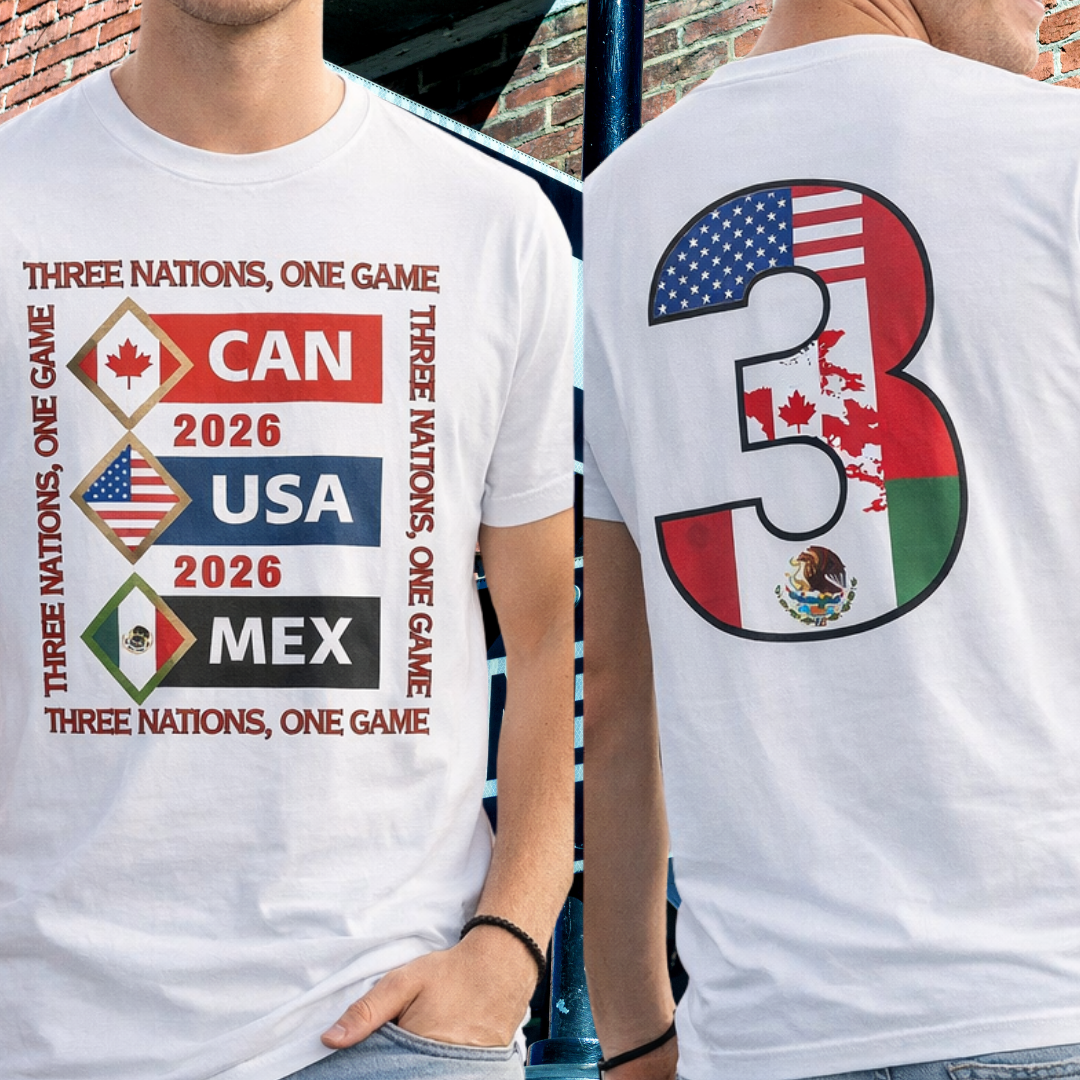 2026 Unisex Tee, USA Canada Mexico Soccer Shirt, Three Nations One Game Tee, Apparel for Fans