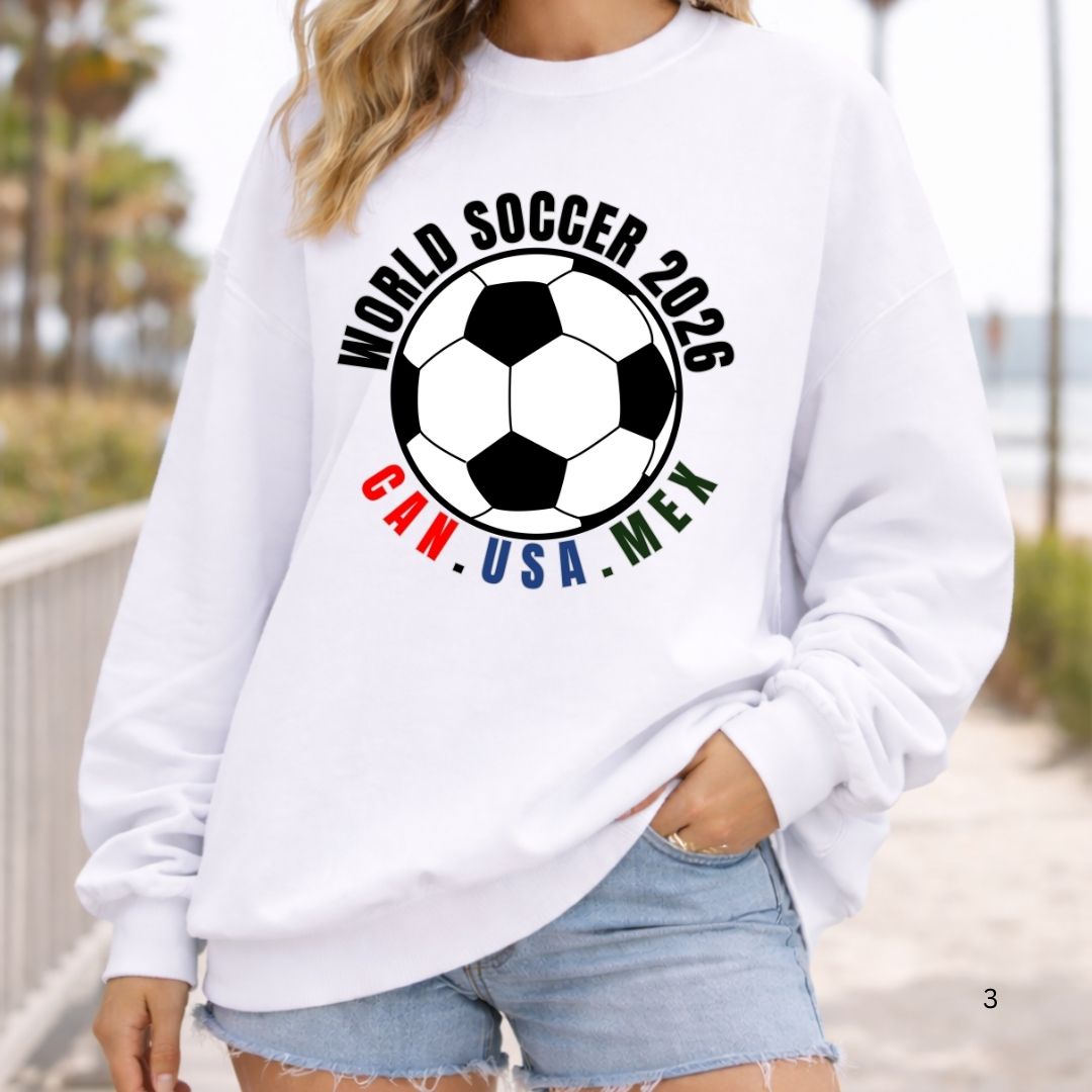World Soccer 2026 Oversized Sweatshirt | CAN · USA · MEX | Relaxed Fit Soccer Crewneck